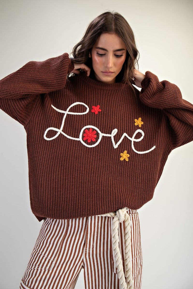 "Autumn in Love" Chocolate Brown Sweater