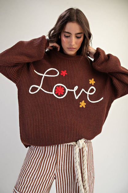 "Autumn in Love" Chocolate Brown Sweater