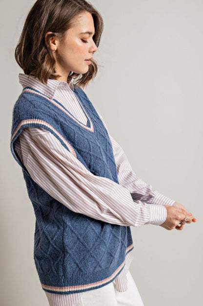 "Varsity Blue" Diamond Sweater Vest