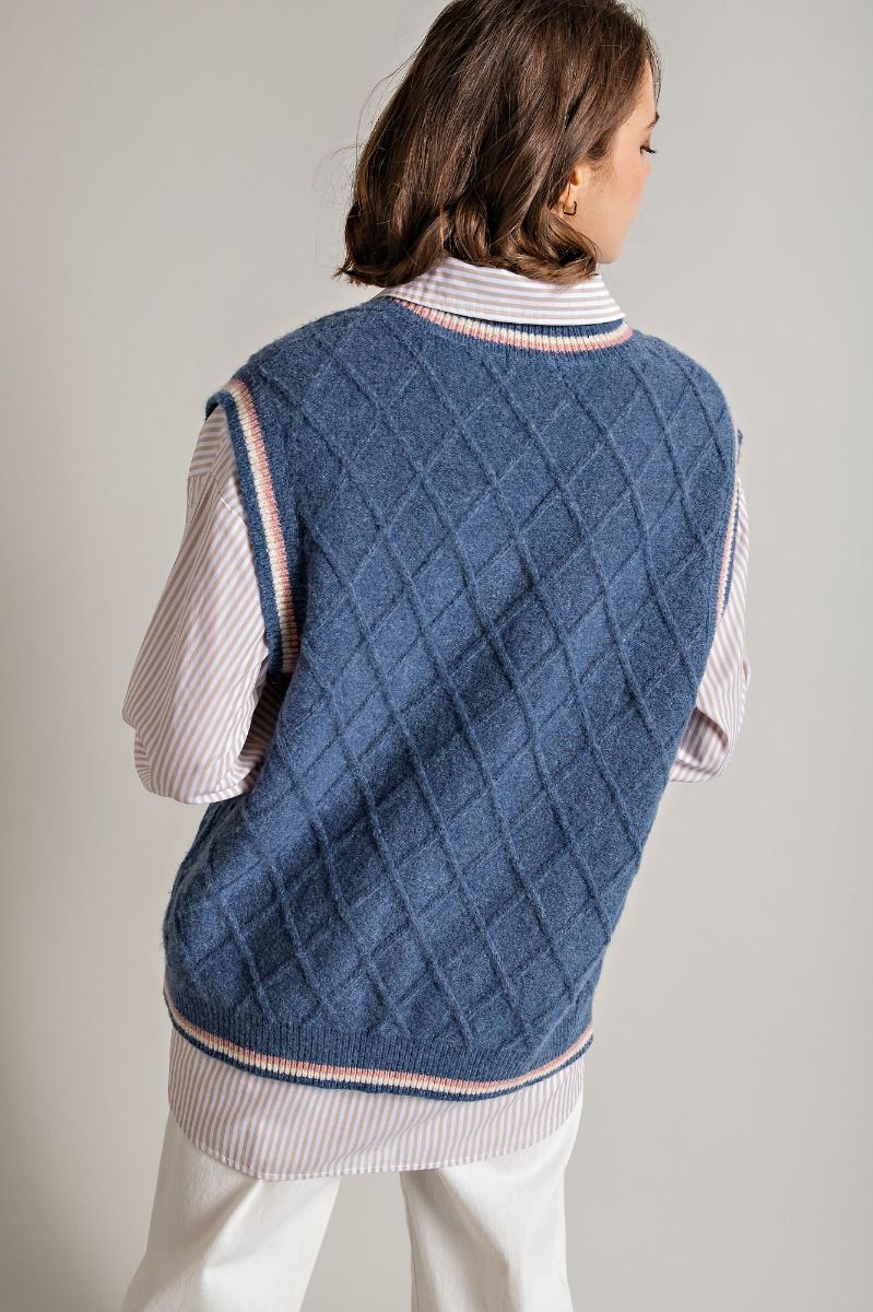 "Varsity Blue" Diamond Sweater Vest