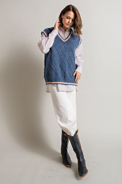 "Varsity Blue" Diamond Sweater Vest