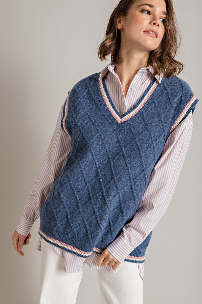 "Varsity Blue" Diamond Sweater Vest