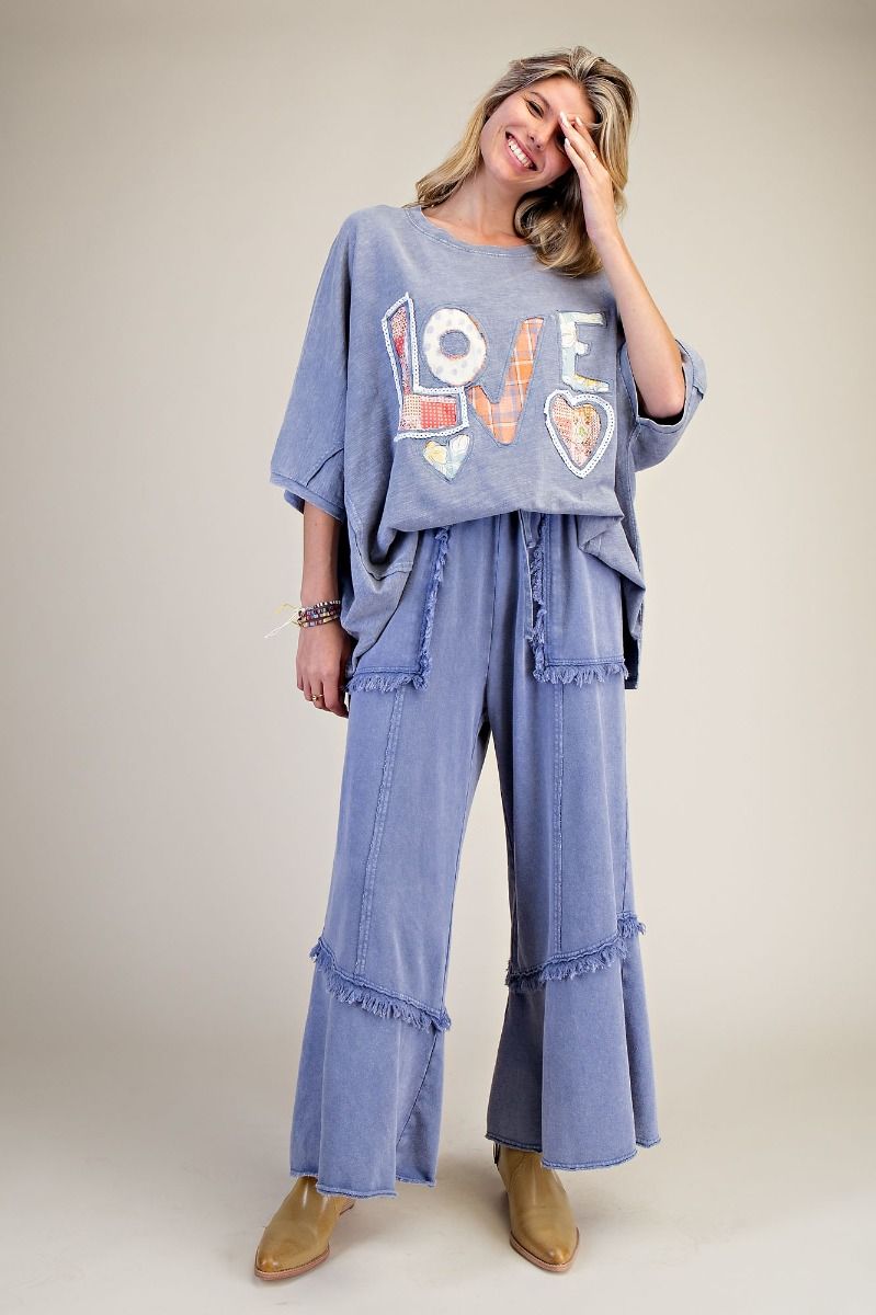 "Beloved" Washed Cotton Top in Faded Denim