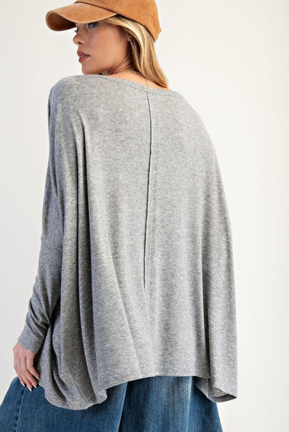 "Big Peace" Oversized Patchwork Shirt in Grey