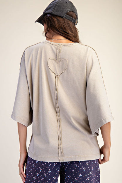 "Heart Rays" French Terry Top in Khaki