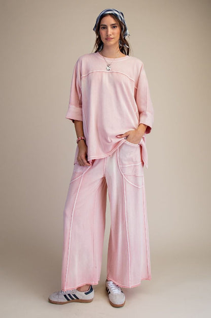 "Sabrina" Boxy Oversized Knit Top in Washed Blush Pink