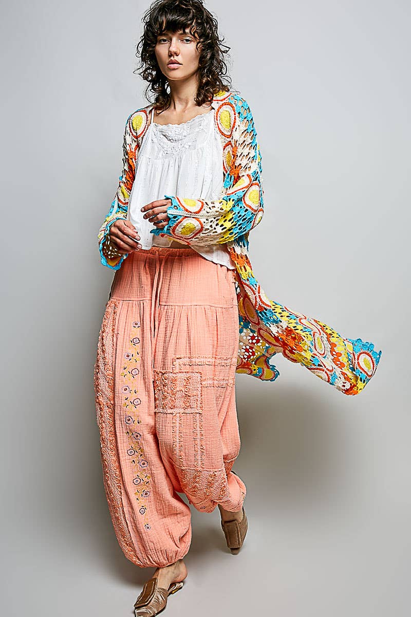 "Maisey" Crochet Open-Knit Cardigan Kimono Orange