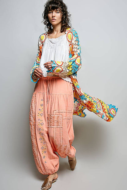 "Maisey" Crochet Open-Knit Cardigan Kimono Orange