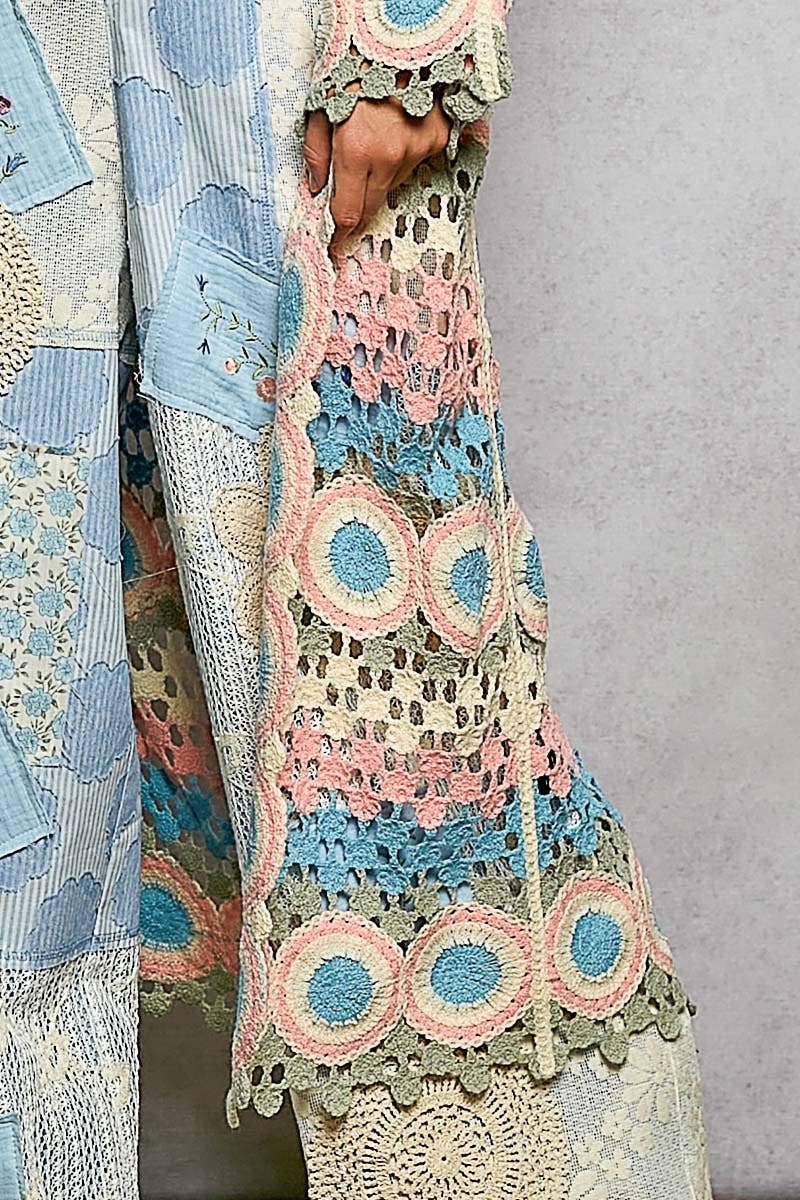 "Maisey" Crochet Open-Knit Cardigan Kimono Orange