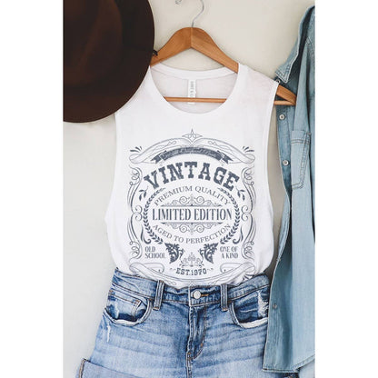 "Vintage LE" Mineral Wash Graphic Tee in Lt Blue