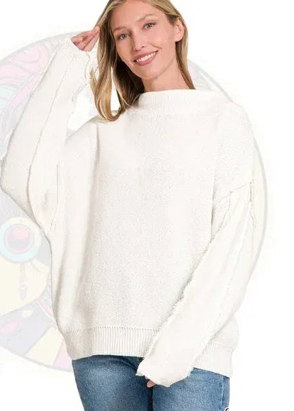 "Shelley" Off White Boat Neck Chenille Sweater