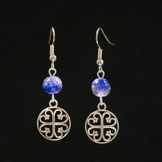 "Blue Blossom" Handmade Stainless Steel and Glass Bead Earrings