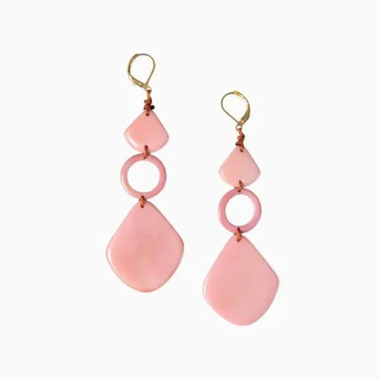 "Estela" Vegan Ivory Tagua Earrings In Pink