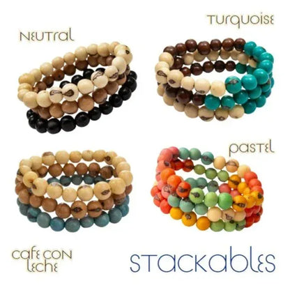 "Valentina" Stackable Vegan Ivory Bead Bracelets