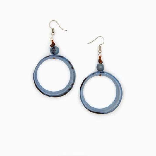 "Ring of Life" Vegan Ivory Dangle Hoop Earrings Periwinkle