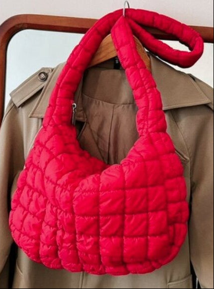 "Bonnie" XL Red Puffy Quilted Handbag