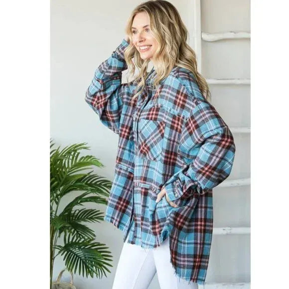 "Blue Moon" Plaid Flannel Shirt in Blue