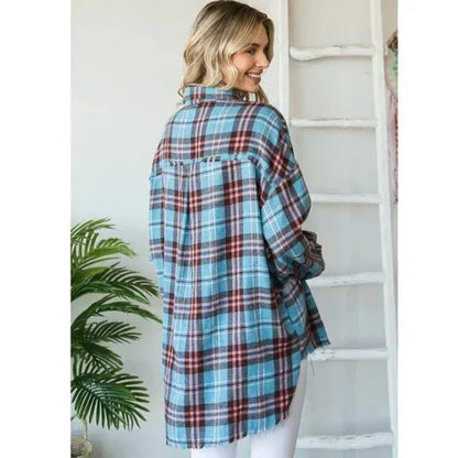 "Blue Moon" Plaid Flannel Shirt in Blue