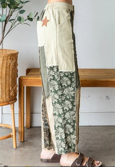 "Hippie Harvest" Tan Olive Twill Pants