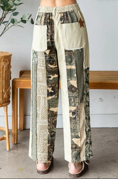 "Hippie Harvest" Tan Olive Twill Pants