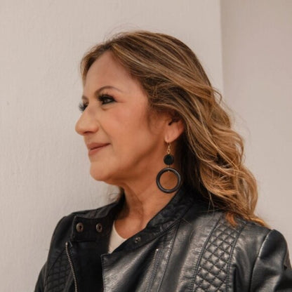 "Salma" Vegan Ivory Dangle Hoop Earrings