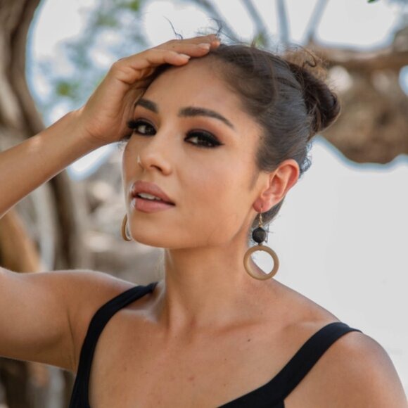 "Salma" Vegan Ivory Dangle Hoop Earrings