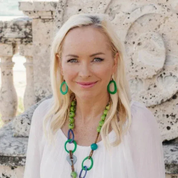 "Marianitas" Vegan Ivory Dangle Hoop Earrings in Natural