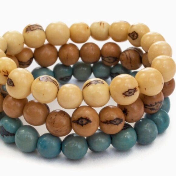 "Valentina" Stackable Vegan Ivory Bead Bracelets