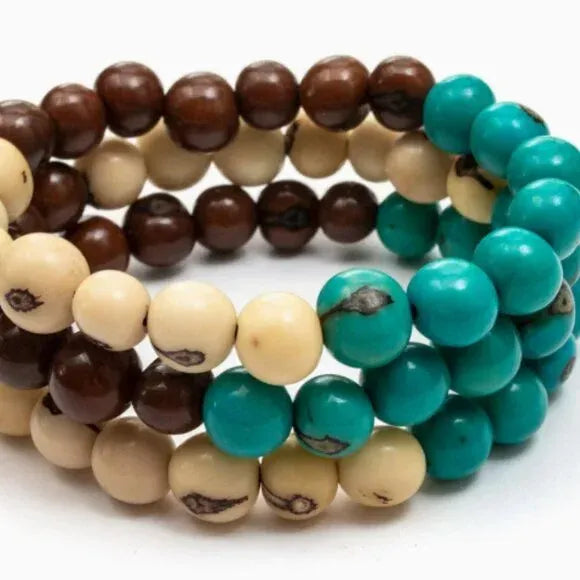 "Valentina" Stackable Vegan Ivory Bead Bracelets