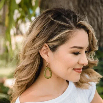 "Marianitas" Vegan Ivory Dangle Hoop Earrings in Natural