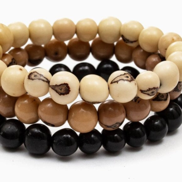 "Valentina" Stackable Vegan Ivory Bead Bracelets