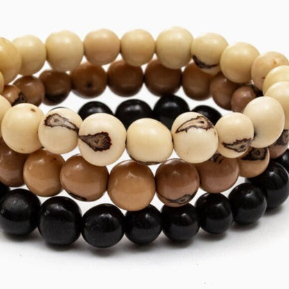 "Valentina" Stackable Vegan Ivory Bead Bracelets