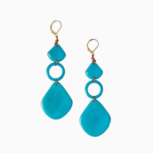 "Estela" Vegan Ivory Tagua Earrings in Turquoise Blue