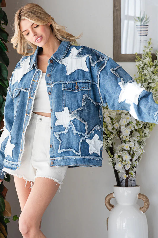 "Denim Superstar" Oversized Denim Jacket