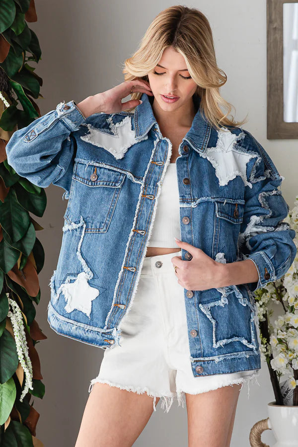"Denim Superstar" Oversized Denim Jacket