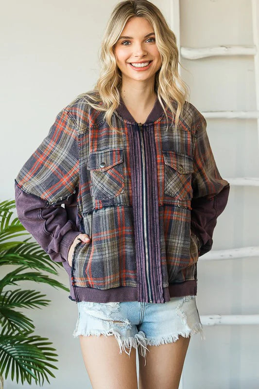 "Trina" Zip Up Jacket in Navy