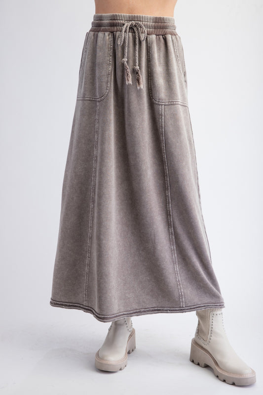 "Dani" Cargo Midi Maxi Skirt in Mocha