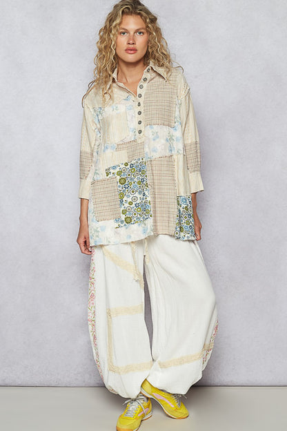 "Bunny Patch" Patchwork Blouse in Creams