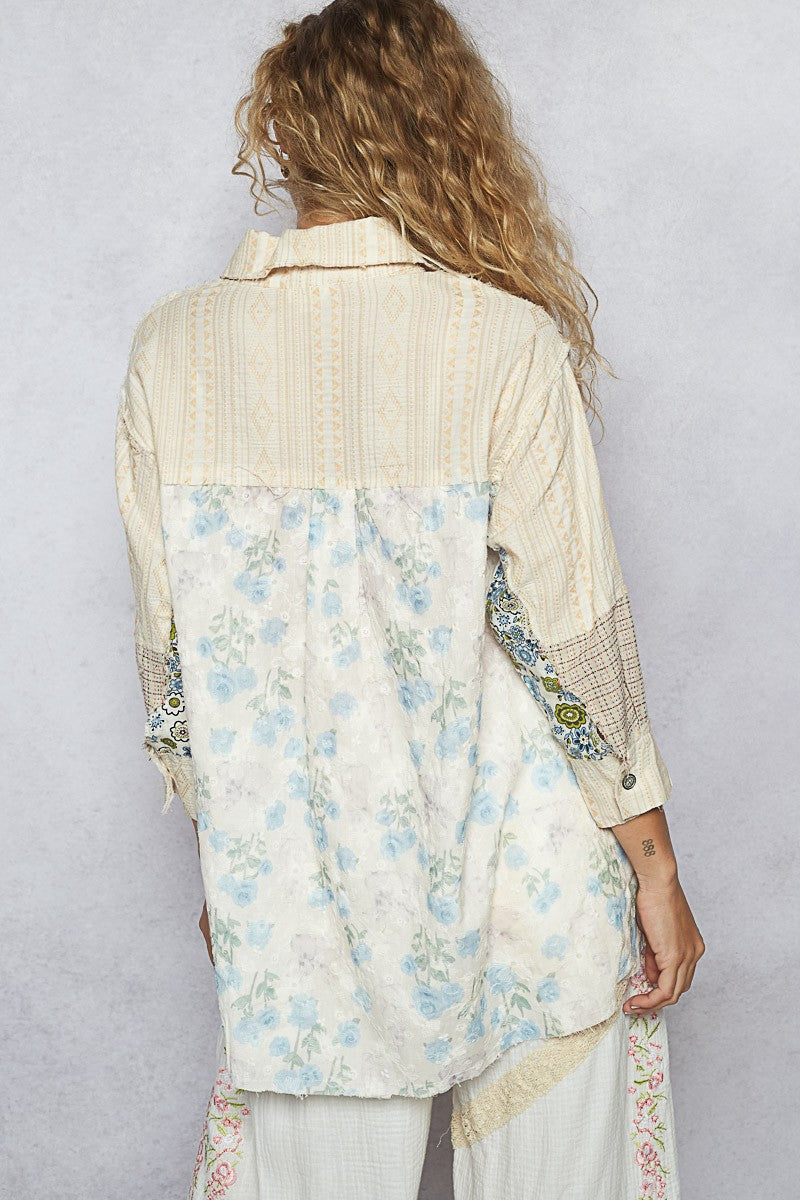 "Bunny Patch" Patchwork Blouse in Creams