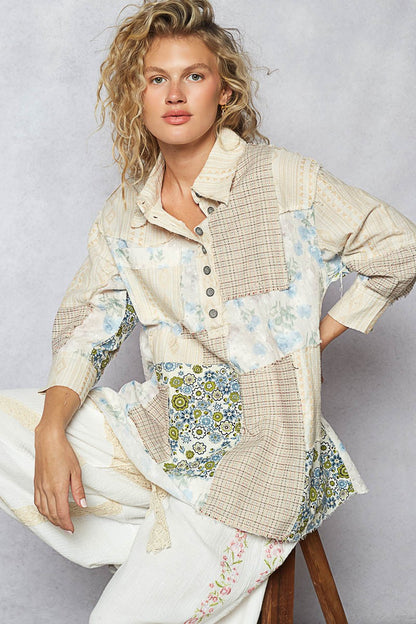 "Bunny Patch" Patchwork Blouse in Creams